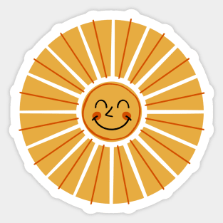 Boho Sun Smile Retro 70s Sticker